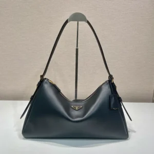 Prada Women Aimée Large Leather Shoulder Bag-Black 1BC228