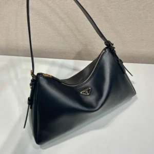 Prada Women Aimée Large Leather Shoulder Bag-Black 1BC228