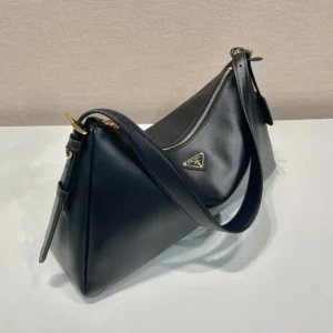 Prada Women Aimée Large Leather Shoulder Bag-Black 1BC228