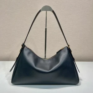 Prada Women Aimée Large Leather Shoulder Bag-Black 1BC228