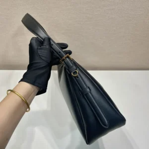Prada Women Aimée Large Leather Shoulder Bag-Black 1BC228