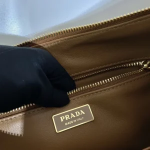 Prada Women Aimée Large Leather Shoulder Bag-Brown 1BC228