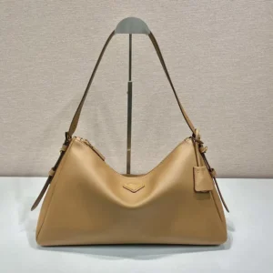 Prada Women Aimée Large Leather Shoulder Bag-Brown 1BC228