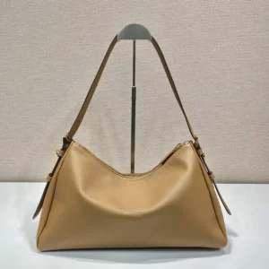 Prada Women Aimée Large Leather Shoulder Bag-Brown 1BC228