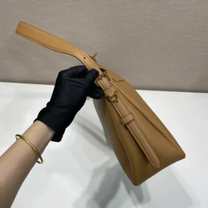 Prada Women Aimée Large Leather Shoulder Bag-Brown 1BC228