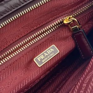 Prada Women Bonnie Medium Leather Handbag-Maroon 1BA4262CYR