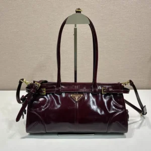 Prada Women Bonnie Medium Leather Handbag-Maroon 1BA4262CYR