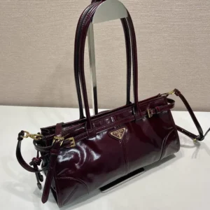 Prada Women Bonnie Medium Leather Handbag-Maroon 1BA4262CYR