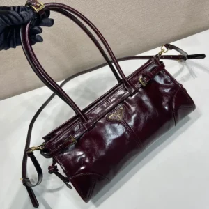Prada Women Bonnie Medium Leather Handbag-Maroon 1BA4262CYR