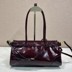 Prada Women Bonnie Medium Leather Handbag-Maroon 1BA4262CYR