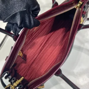 Prada Women Bonnie Medium Leather Handbag-Maroon 1BA4262CYR