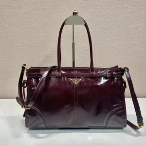 Prada Women Bonnie Medium Leather Handbag-Maroon 1BA4332CYR