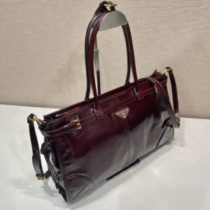 Prada Women Bonnie Medium Leather Handbag-Maroon 1BA4332CYR