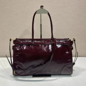 Prada Women Bonnie Medium Leather Handbag-Maroon 1BA4332CYR