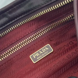 Prada Women Bonnie Small Leather Shoulder Bag-Maroon 1BH2152CYR