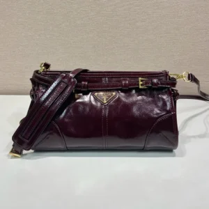 Prada Women Bonnie Small Leather Shoulder Bag-Maroon 1BH2152CYR