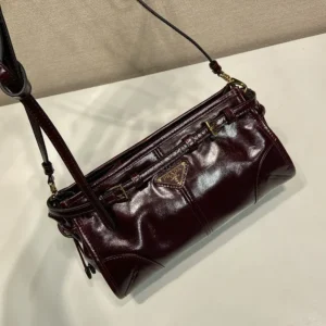 Prada Women Bonnie Small Leather Shoulder Bag-Maroon 1BH2152CYR