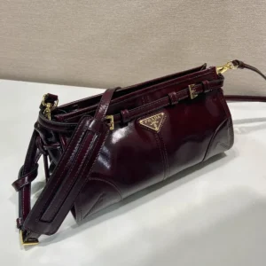 Prada Women Bonnie Small Leather Shoulder Bag-Maroon 1BH2152CYR