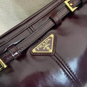 Prada Women Bonnie Small Leather Shoulder Bag-Maroon 1BH2152CYR