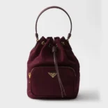 Prada Women Duet Re-Nylon Bucket Bag-Maroon 1BH038RV44