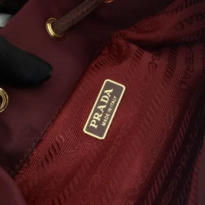 Prada Women Duet Re-Nylon Bucket Bag-Maroon 1BH038RV44