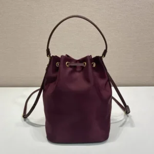 Prada Women Duet Re-Nylon Bucket Bag-Maroon 1BH038RV44