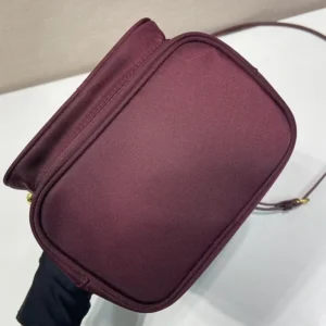 Prada Women Duet Re-Nylon Bucket Bag-Maroon 1BH038RV44