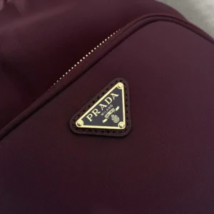 Prada Women Duet Re-Nylon Bucket Bag-Maroon 1BH038RV44