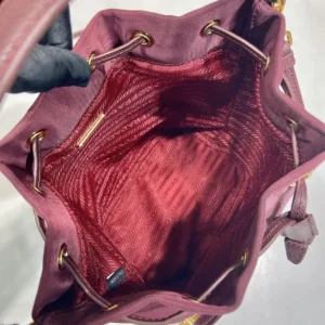 Prada Women Duet Re-Nylon Bucket Bag-Maroon 1BH038RV44