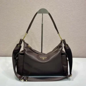 Prada Women Explore Large Nappa Leather Bag-Dark Brown