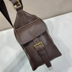 Prada Women Explore Large Nappa Leather Bag-Dark Brown