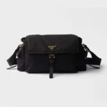 Prada Women Explore Large Re-Nylon Shoulder Bag With Flap-Black 1BD391
