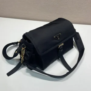 Prada Women Explore Large Re-Nylon Shoulder Bag With Flap-Black 1BD391