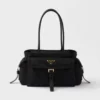Prada Women Explore Medium Re-Nylon And Leather Tote Bag-Black