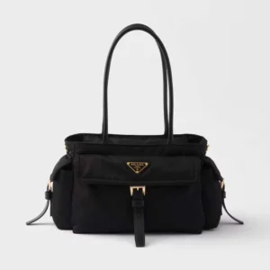 Prada Women Explore Medium Re-Nylon And Leather Tote Bag-Black