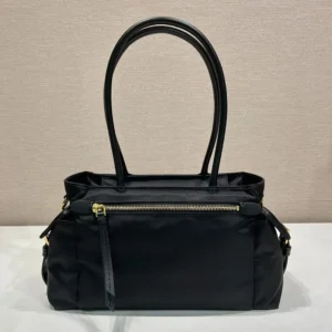 Prada Women Explore Medium Re-Nylon And Leather Tote Bag-Black