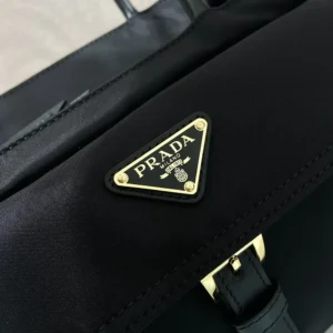 Prada Women Explore Medium Re-Nylon And Leather Tote Bag-Black