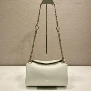 Prada Women Tumulte Small Nappa Leather Bag-White 1BD395
