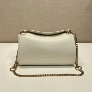 Prada Women Tumulte Small Nappa Leather Bag-White 1BD395