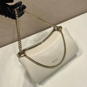 Prada Women Tumulte Small Nappa Leather Bag-White 1BD395