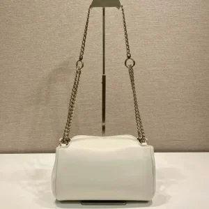 Prada Women Tumulte Small Nappa Leather Bag-White 1BD395