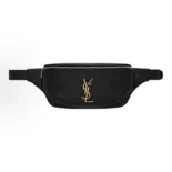 Saint Laurent YSL Unisex Cassandre Classic Belt Bag in Shiny Leather-Black
