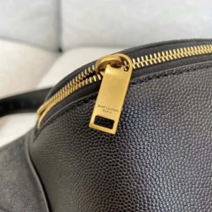 Saint Laurent YSL Unisex Cassandre Classic Belt Bag in Shiny Leather-Black