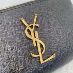 Saint Laurent YSL Unisex Cassandre Classic Belt Bag in Shiny Leather-Black