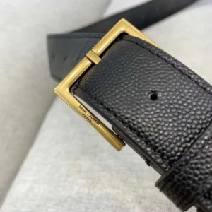 Saint Laurent YSL Unisex Cassandre Classic Belt Bag in Shiny Leather-Black