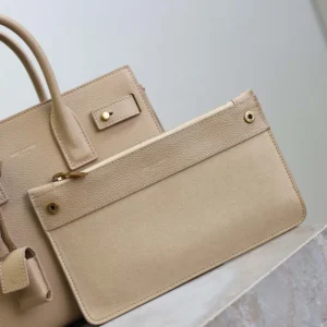 Saint Laurent YSL Women Baby Sac De Jour In Supple Grained Leather-Beige