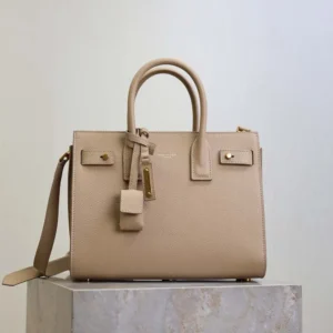 Saint Laurent YSL Women Baby Sac De Jour In Supple Grained Leather-Beige