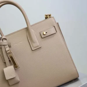 Saint Laurent YSL Women Baby Sac De Jour In Supple Grained Leather-Beige