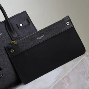 Saint Laurent YSL Women Baby Sac De Jour In Supple Grained Leather-Black