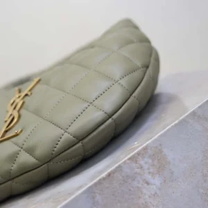 Saint Laurent YSL Women Icarino In Quilted Nappa-Dark Green